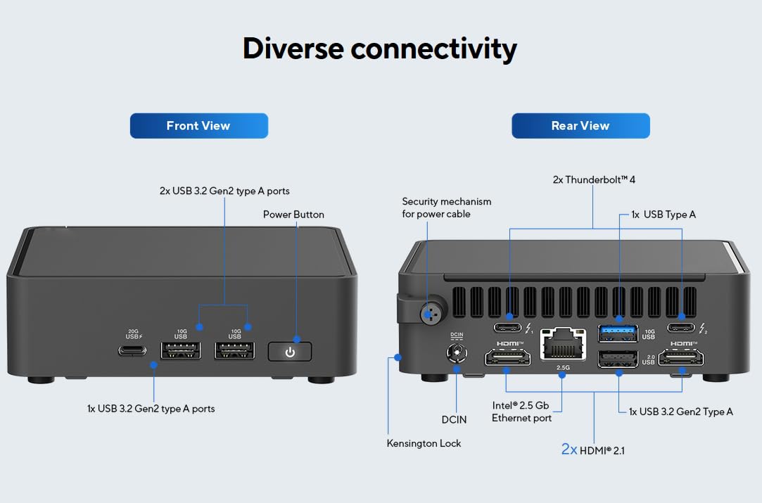NUC 15 Pro Mini PC NUC15CRKC7 con procesador Intel Core 7 240H, compatible con DDR5 máximo de 96 GB, gráficos Intel Arc, Wi-Fi 7, 0,48 L (32 GB de RAM + 1 TB SSD)