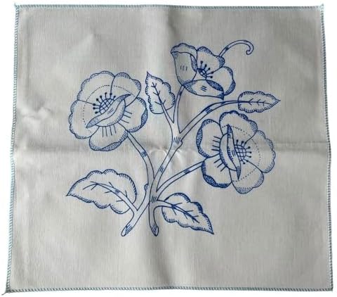 Generic Mexican Embroidery Napkins, Set of 6, 45cm x 42cm (17.7in x 16.5in), Gabardine Fabric, Assorted Designs, DIY Embroidery (Flowers)