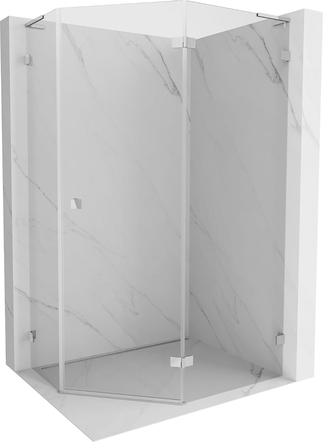 Mexen Lunar L Box Doccia Cinquagonale Angolare Destra 100x90 Trasparente Cromo