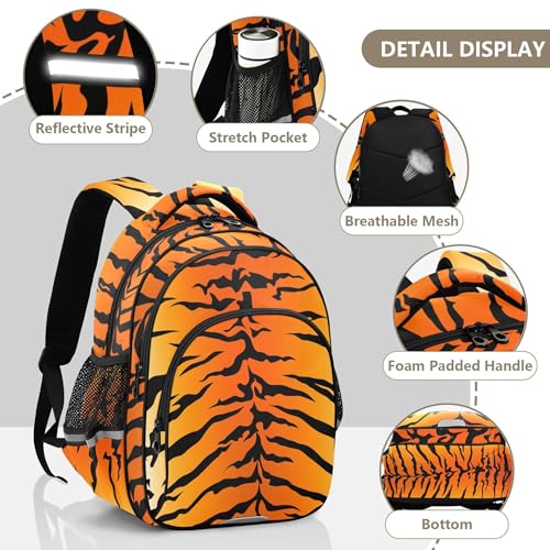Fisyme Stripe Animals Tigers Print Backpack Laptop Back Pack Daycare Bag Bookbag Travel School Backpacks Medium4