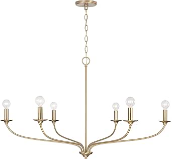 Capital Lighting 449961MA Dolan Transitional Minimalist Style Large Round Chandelier, 6-Light 360 Total Watts, 24" H x 40" W, Matte Brass