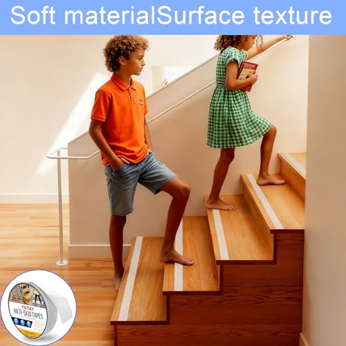Image of Clear Anti Slip Tape for Stairs & Bathtubs, 1 inch x35FT Non-Skid Transparent Grip Tape - Soft PVC Safety Traction for Bare Feet, Pool Decks, Boats, Shower Floors