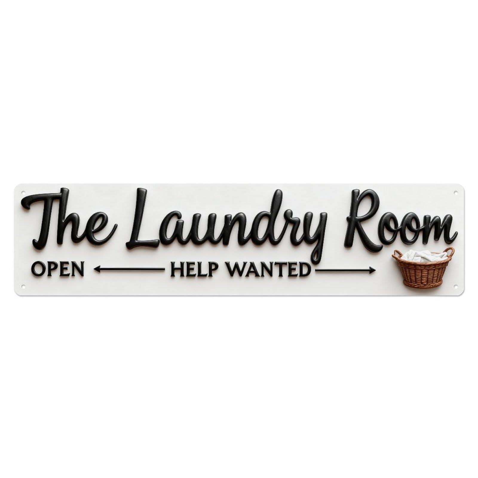 The Laundry Room Open Help Wanted Tin Sign Vintage Metal Sign Home Bar Garden Indoor & Outdoor Wall Decor Retro Metal Poster 4x16 Inch