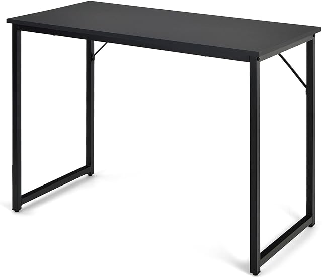 COSTWAY Computer Desk, 100cm Small Writing Desk Study Workstation, Modern Industrial Wooden PC Laptop Table Simple Working Gaming Desk for Home Office Bedroom, 100x50x75cm (Black)