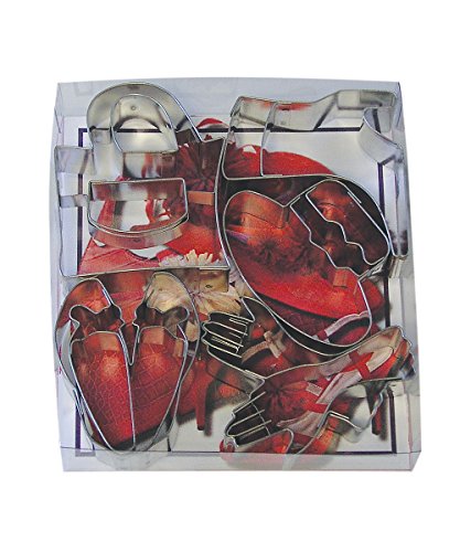 R&M International Lady's Fashion Accessories Cookie Cutters, Purse, Hat, Gloves, Slippers, Boot, 5-Piece Set