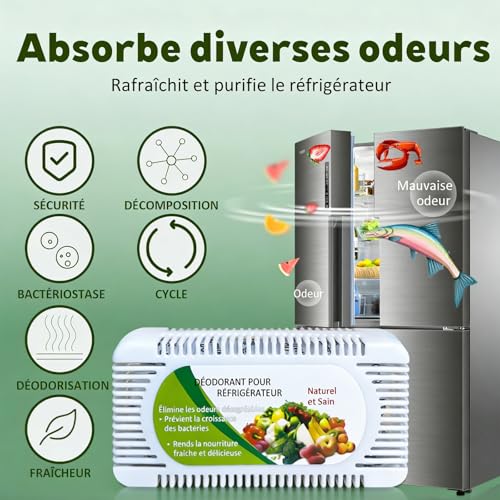 Kühlschrank Deo 6er Pack, Bambus Kohle Deodorizer Geruchsentferner gegen Gerüche im Kühlschrank, Schrank, Schuhschrank & Auto, Wiederbefüllbar & Ökologisch (6 Stück)
