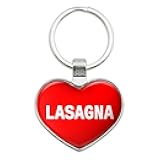 Graphics and More Metal Keychain Key Chain Ring I Love Heart Food H-L - Lasagna
