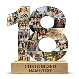 AGEUIRPOD Collage Fotos Personalizado de Numeradas por 1-99 Edades, Fotos Personalizadas Regalo Decorativo Cumpleanos Aniversario para Mujer Hombre