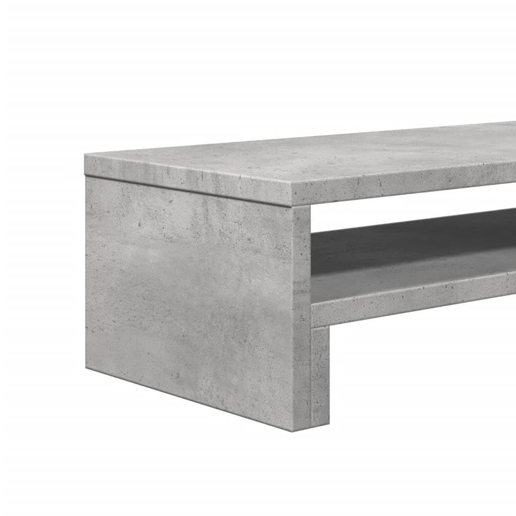 Supporto per monitor in legno grigio cemento, 54 x 22 x 15 cm, organizer da scrivania per computer portatile, postazione di lavoro, home office e gaming, portata 25 kg