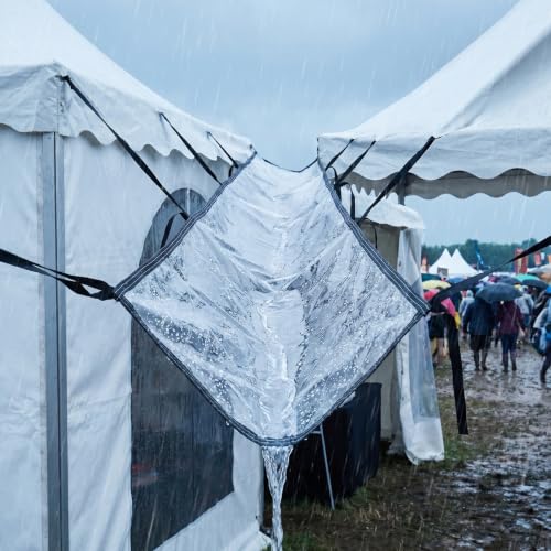 WRITWAA Rynna zewnętrzna z daszkiem i paskiem: 26,2 stopy x 18 cali, do odwodnienia tarasu altany - wodoodporny system odprowadzania wody zapobiegający gromadzeniu się i kapaniu wody deszczowej
