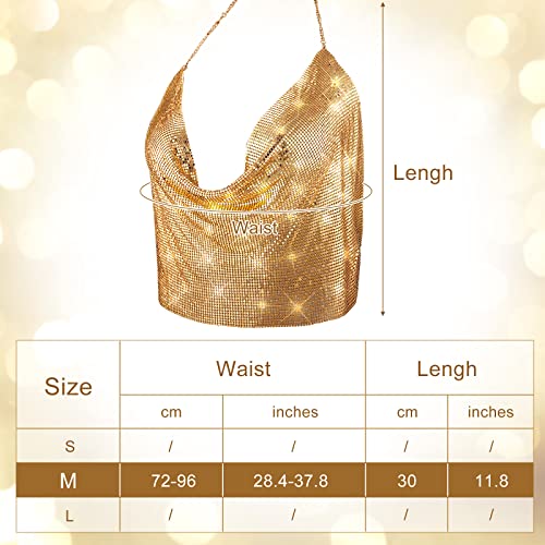 SATINIOR Halloween Women's Rhinestone Mesh Crop Top with Body Chain Gold by SATINIOR - Used condition - Image 5