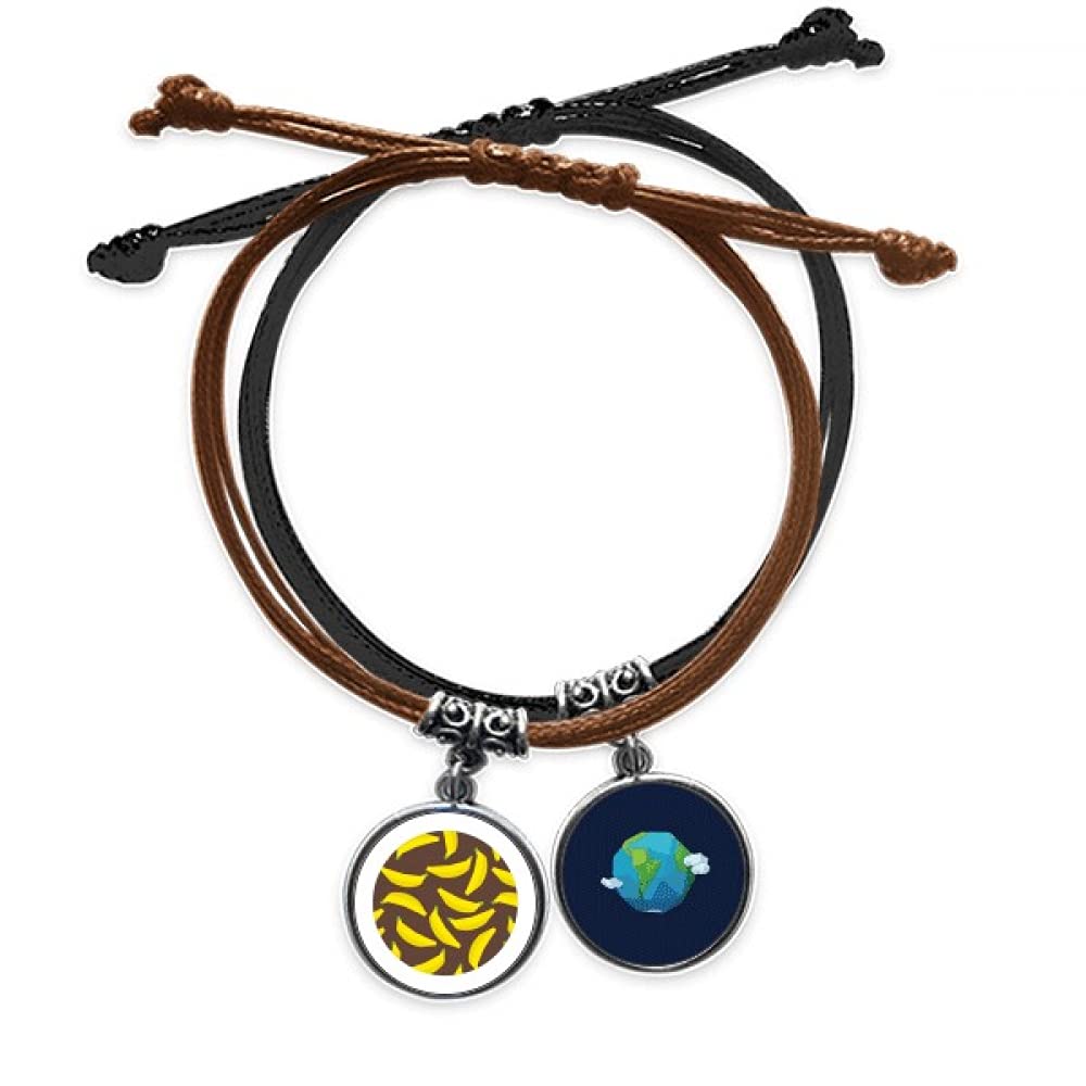 Pulsera de cuero con patrón de plátano amarillo ajustable 3