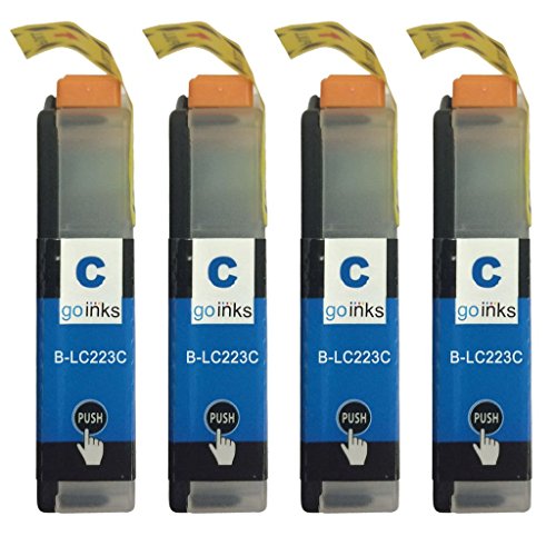 Image of Go Inks 4 Cyan Ink Cartridges to replace Brother LC223C Compatible/non-OEM for Brother DCP and MFC Printers