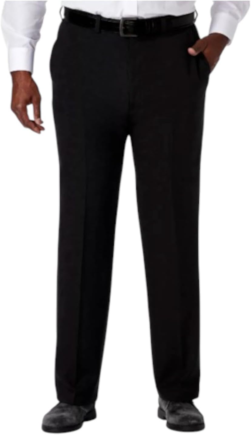 Haggar Men's Cool 18 Pro Classic Fit Flat Front Pant - Regular and Big & Tall Sizes, Black, 52W x 30L