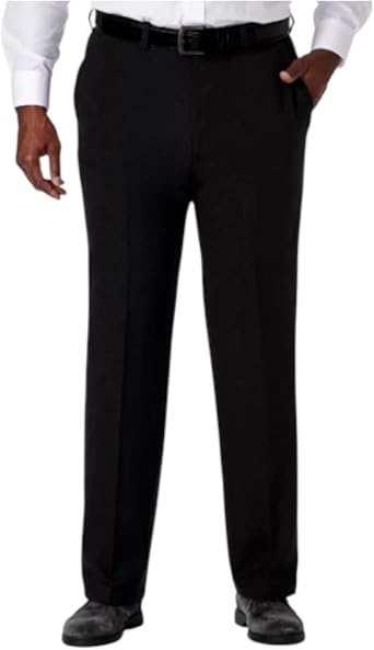 Haggar Mens Cool 18 Pro Classic Fit Flat Front Pant - Regular and Big & Tall Sizes, Black, 52W x 30L
