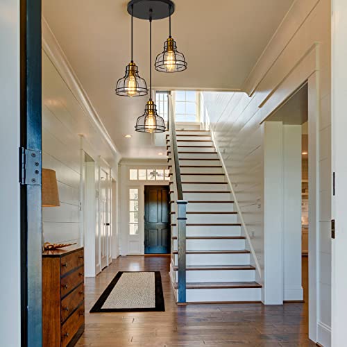 Wilon Pendant Lighting For Kitchen Island, Industrial 3 Light Pendant Ceiling Light Fixture, Farmhouse Chandelier For Dining Room Cluster Pendant Light Fixtures Hanging Light With Clear Glass Shades #TOP3