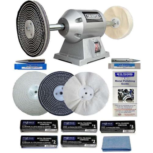 Draper 6 250W Bench Grinder Polisher with Pro-Max 6 Metal Polishing Kit