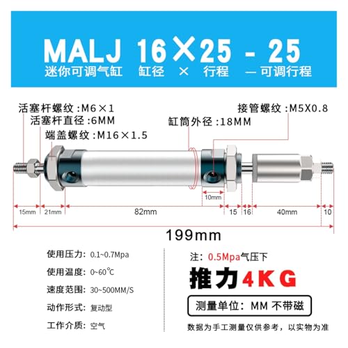 Cilindro pequeño MALJ mini regulable de 32mm con imán para espacios reducidos 3