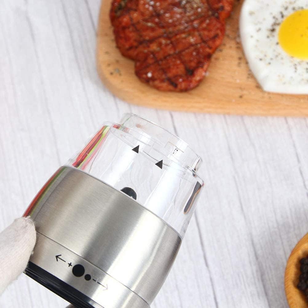 Salt and Pepper Grinder Set of 2 - Adjustable Ceramic Coarseness, Stainless Steel, Acrylic Refillable Salt and Pepper Shakers & Mills for Spice, Black Peppercorn(