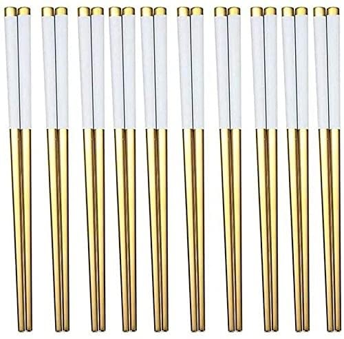 baguette japonaise cooking chopsticks 10 paires d'ustensiles réutilisables en acier inoxydable, lavables, à sushi ou à riz, baguettes réutilisables(Color:2,Size:)