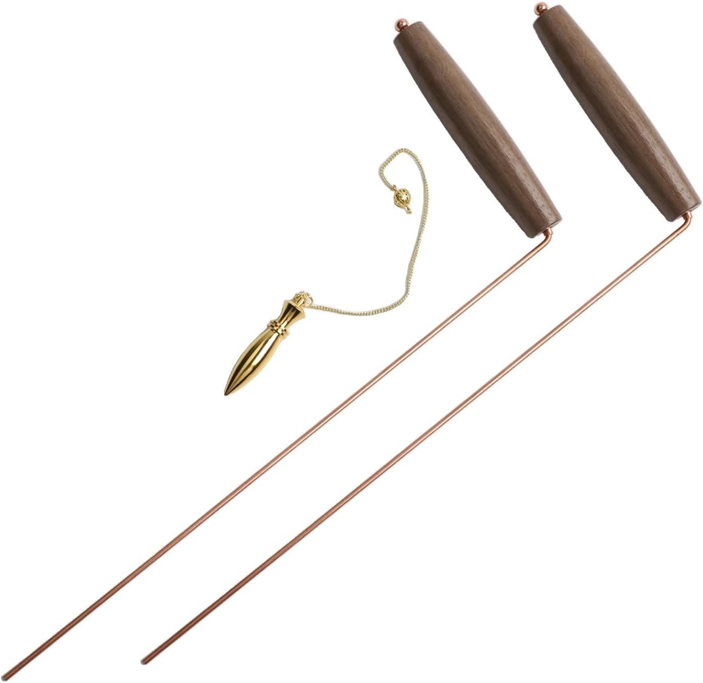 Pure Copper Dowsing Rods, Dowsing Rods Spiritual Kit, Copper Dowsing Tools With Comfortable Wooden Grip, Etect Gold Water