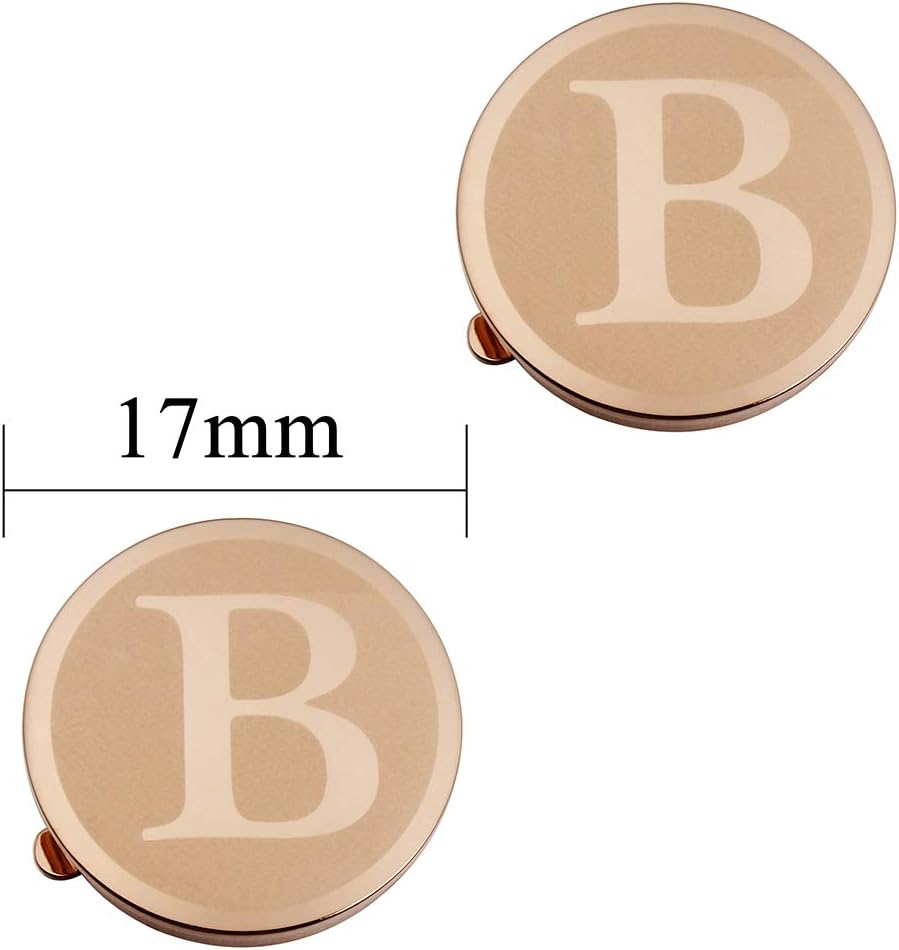 HAWSON Button Covers for Men - Silver Rose Gold Personalized Cufflinks for Men Button Cover Cufflinks for Wedding and Formal Event Accessories Alphabet Initials A-Z image 4