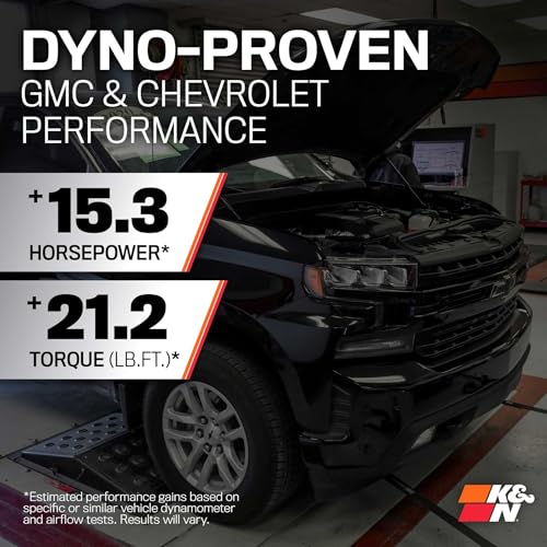 K&N Cold Air Intake System: High-Flow Air Filter, Increase Performance & Towing: Compatible with 2014-2020 Chevy/GMC/Cadillac Silverado 1500, Suburban, Tahoe, Sierra 1500, Yukon, Escalade, 63-3082