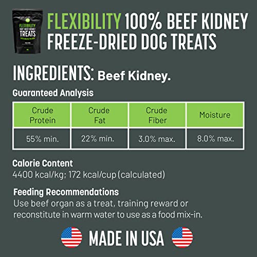 Get Joy Freeze-Dried Meal and Treats Bundle, Flexibility 100% Beef Kidney Freeze-Dried Dog Treats, 4 Ounce, and Gut Health Fresh Freeze Dried Raw Meal Dog Food, Beef Recipe, 32 Ounce