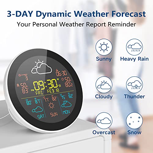 Dekala Weather Clock 3-Day Weather Forecast Weather Station Wireless Indoor Outdoor Thermometer Hygrometer Home Temperature Monitor Remote Wifi Temperature Sensor Humidity Gauge Atomic Alarm Clock #TOP2
