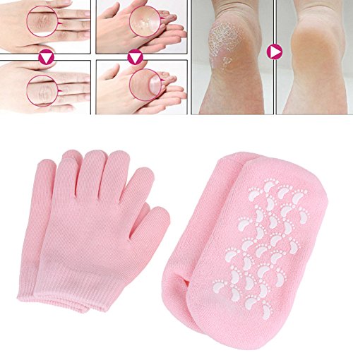 Moisturizing Gloves, Moisturizing Socks, Gel Gloves and Gel Socks for Dry Cracked Heels &Hands Treatment,Spa Gloves and Spa Socks for heal dry cracked feet Men & Women Large size overnight