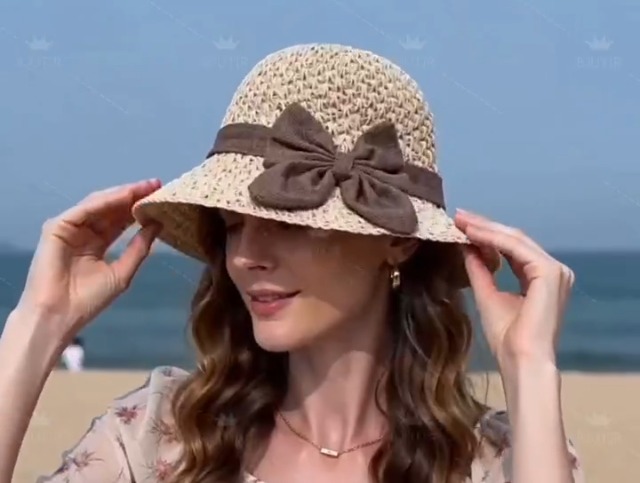 Sombrero Paja Plegable para Mujer con Ala Ancha miniatura 7