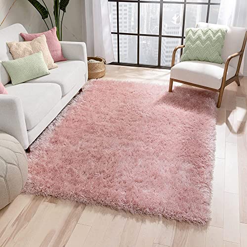 Image of F & B RUGS ; SUPERIOR QUALITY PRODUCTS Firoz and Brothers Handwoven Super Soft Indoor Modern Shag Microfibre Silky Fluffy Smooth 2x6 feet Peach