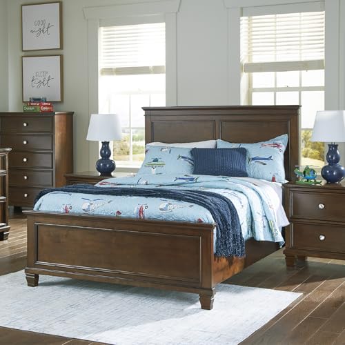 Image of Signature Design by Ashley Danabrin Traditional Queen Panel Bed with Tapered Feet, Foundation or Box Spring Needed, Dark Brown