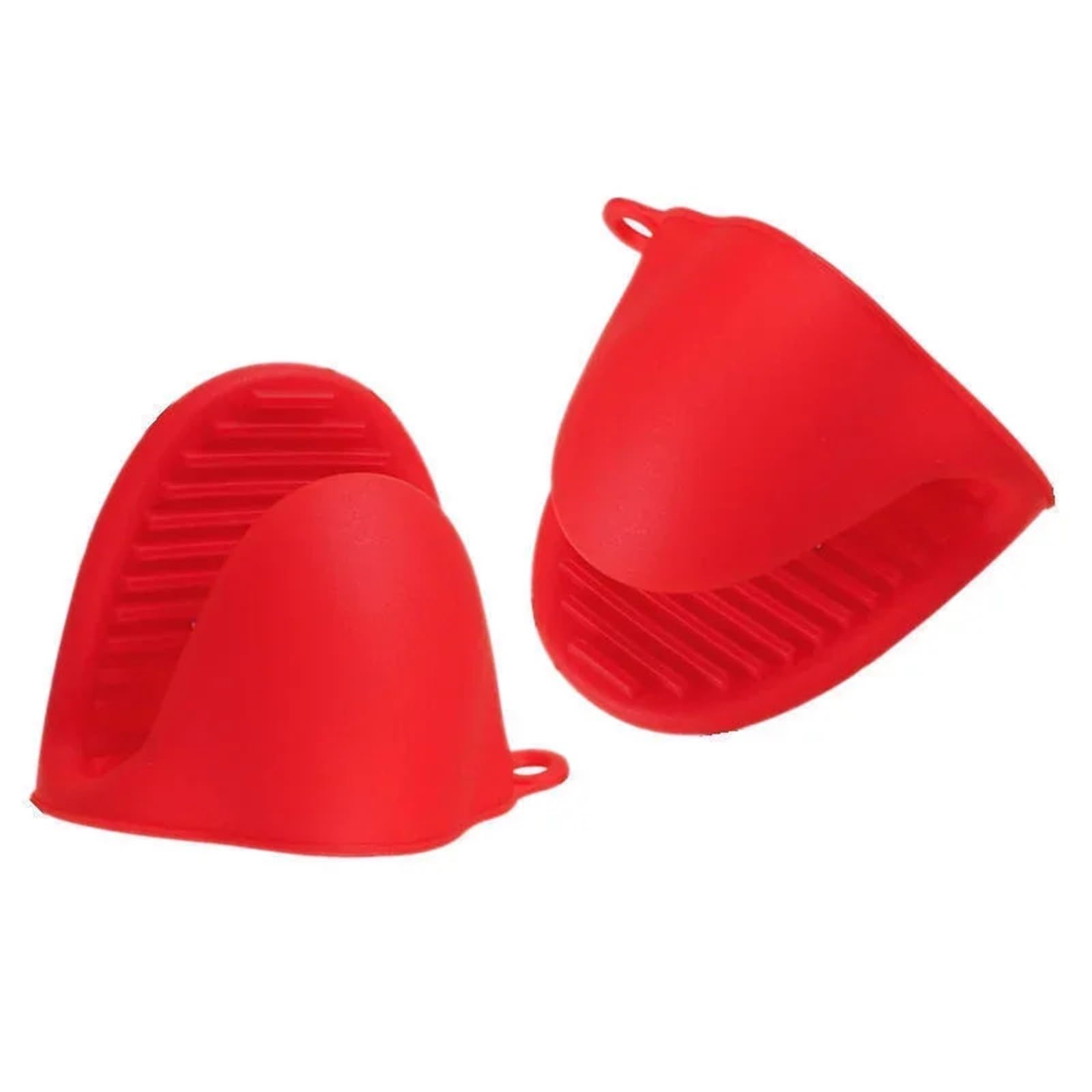 Oven Gloves 2pcs Oven Mitts Silicone Heat Resistant Pinch Anti Scalding Non Slip Gloves Clips Pot Holder Cooking Baking(2pcs-red)