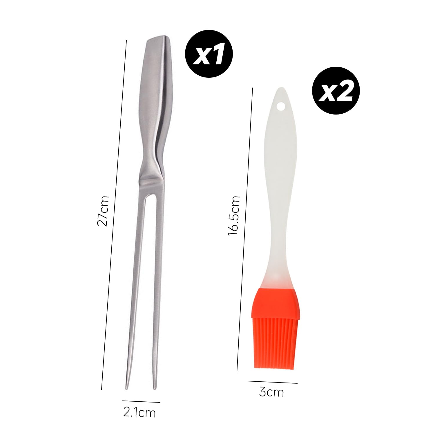 1 Pezzo Di Forchetta Per Grill E 2 Pezzi Di Spazzola Ad Olio, Forchetta Grill Fatta In Acciaio Inossidabile, Strumento Di Cottura, Forchetta Per Alimenti, Forcella Per Permanente Grill
