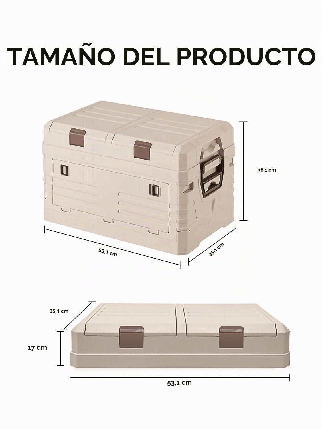 solarplay Caja de almacenamiento plegable de 60L con tapa, caja plegable extra grande con marco reforzado, que ahorra espacio al plegarse para coche, camping, hogar y jardín (57.5 x 22 x 40.5 cm)