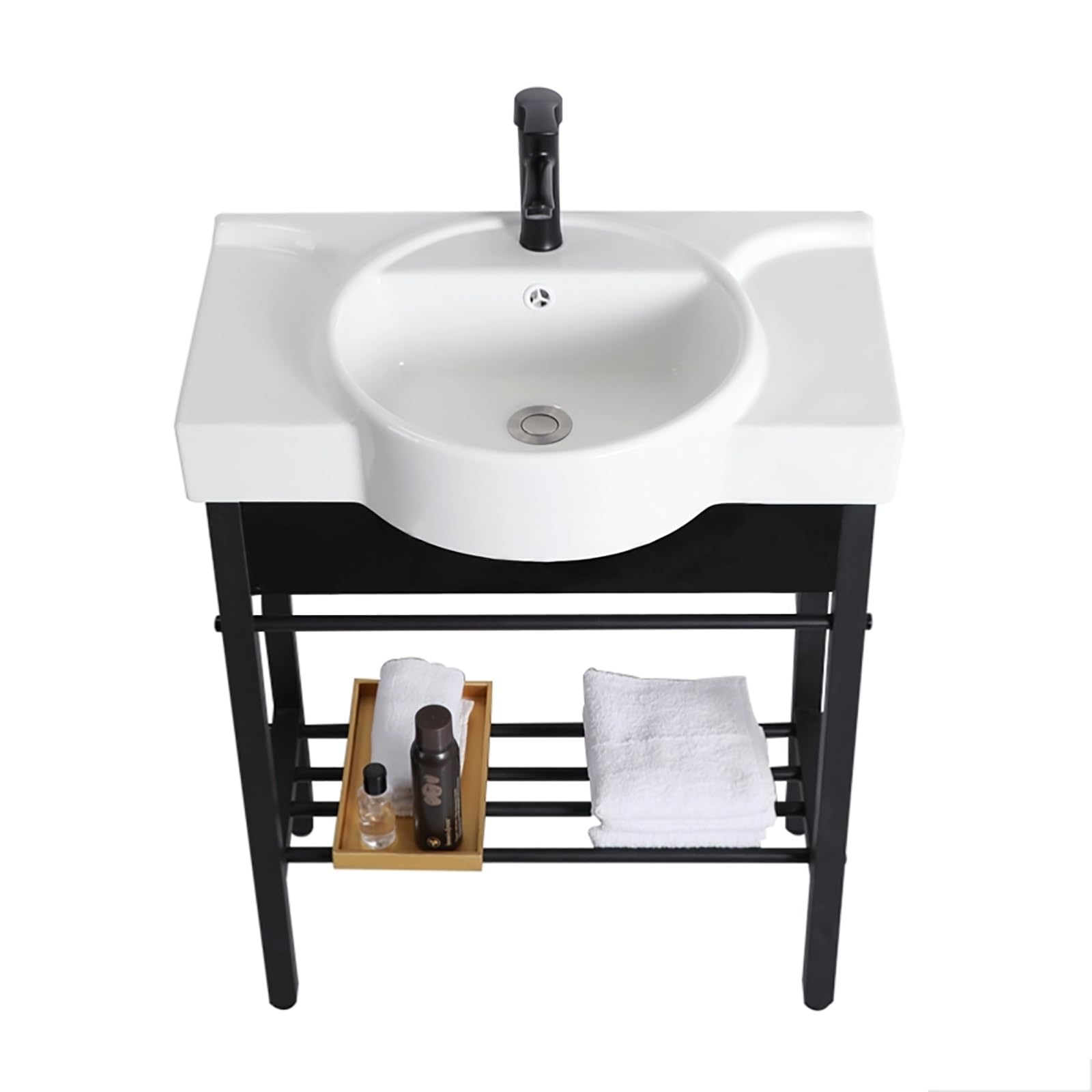 Fregadero de Cocina de Acero Inoxidable, baño, tocador de baño de cerámica, Consola Independiente, Pedestal, lavadero, estación de Lavabo, Lavabo de Porcelana Redondo con