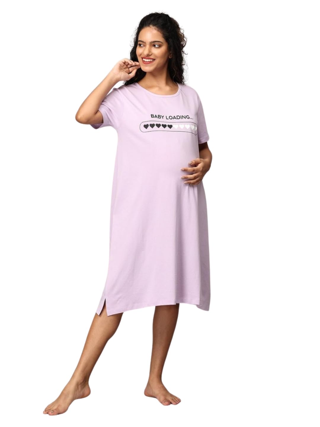Mom T-Shirt Dress | Night Dress | Cotton | Loose Fit | Pre and Post Pregnancy | Quirky Statements | Comfortable-image-23