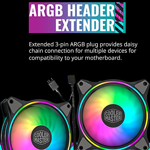 Image of Cooler Master MasterFan MF140 Halo Duo-Ring ARGB 3-Pin Fan, 24 Independently LEDs, 140mm PWM Static Pressure Fan, Absorbing Pads for Computer Case & Liquid Radiator