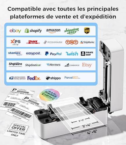 Label printer Bluetooth imprimante d'étiquettes thermique 4X6 pour corriger les erreurs de colis