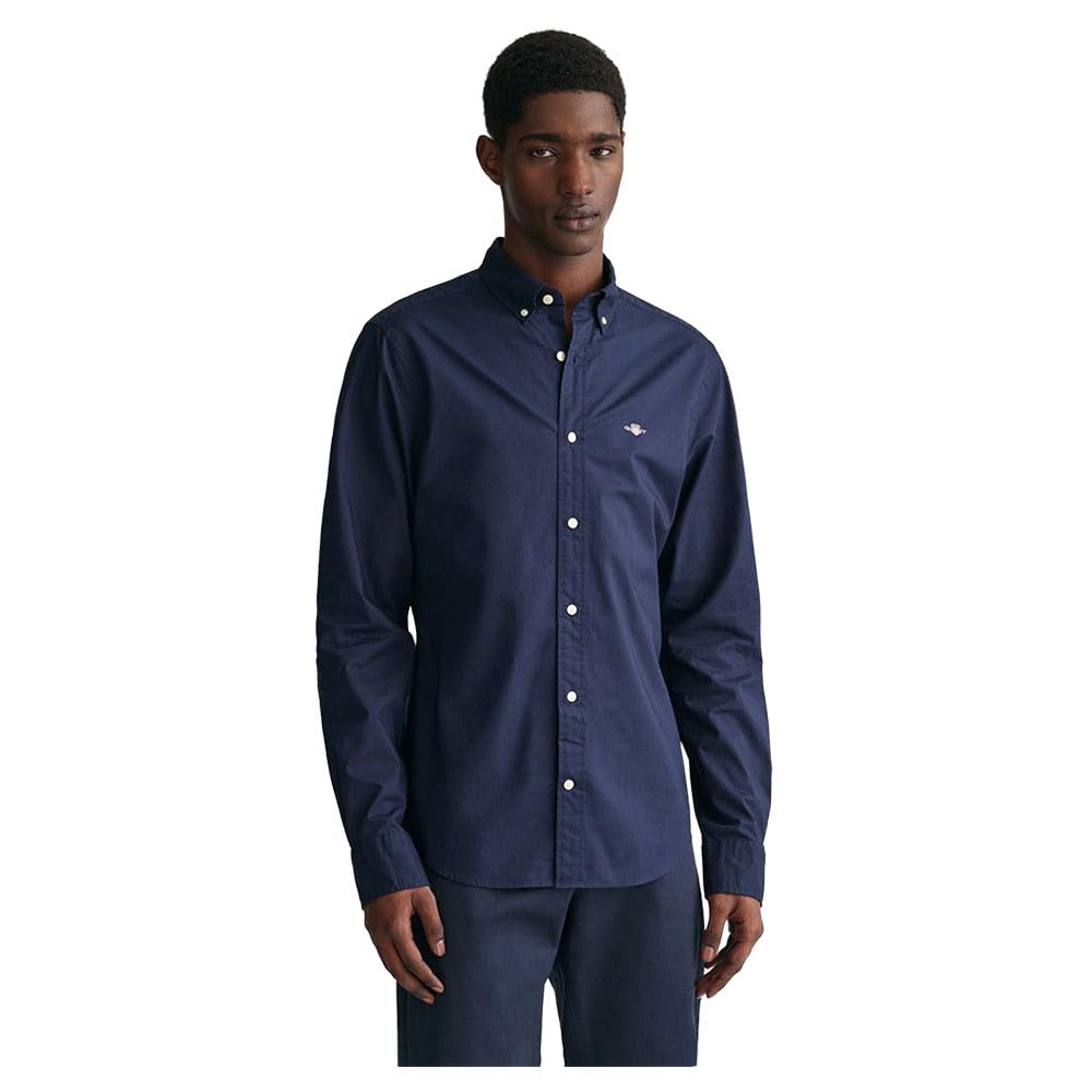 Gant Slim Poplin Shirt, Camicia Elegante Uomo, Blu ( Marine ), Xxl-image