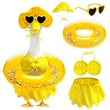 UGRASEA Porch Goose Outfit Swimsuit, Summer Bikini Goose Costume, 23'' Lawn Goose Statue Costume for Outdoor Garden Patio Decoration (Yellow)