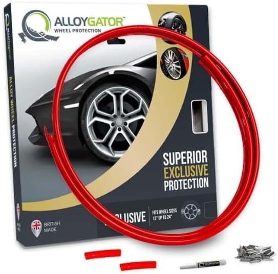 AlloyGator Single Replacement Profile (Red) - Only for 1 Wheel | Fits Up to 24" Wheels | Protects Against Kerb Rash | Adhesive Free Car Exterior Accessory