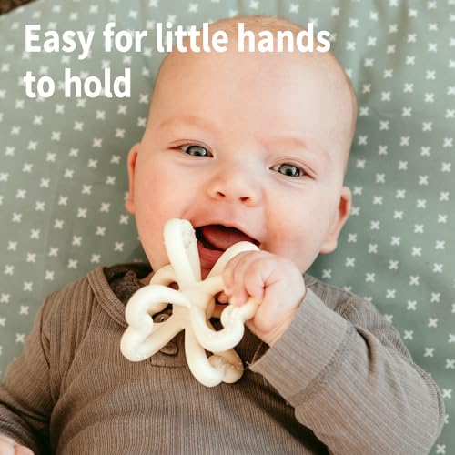 Image of Haakaa Silicone Clover Teether Toy - Food Grade Silicone Teething Toys for Babies 3-6 Months 6-12 Months, Soft & Easy Hold Chew Toy for Infant, BPA Free (Oat)