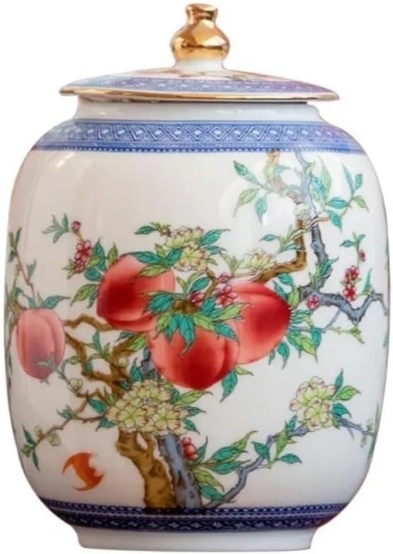 SONGCHAO Sugar Jar Chinese Style Ceramic Pot Tea Can Large Universal Jar Porcelain Jar Sealed Storage Jar Vase Container Home Decoration Tea Canister (Color : A-M)