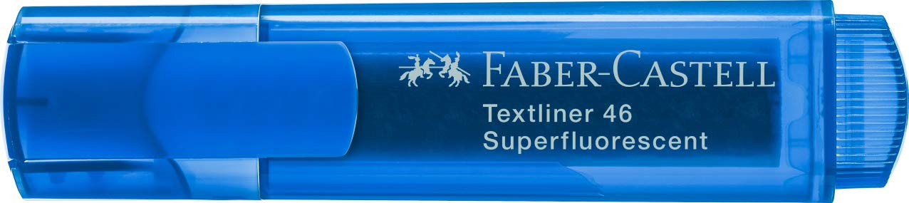 Faber-Castell Textliner 46 Textmarker Superfluoreszierend, Blau, 50 Stück