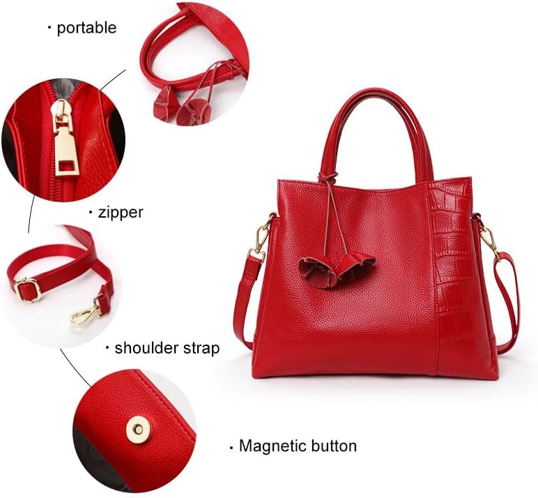 Genuine leather crocodile pattern women's handbag with large capacity cowhide one shoulder crossbody bag