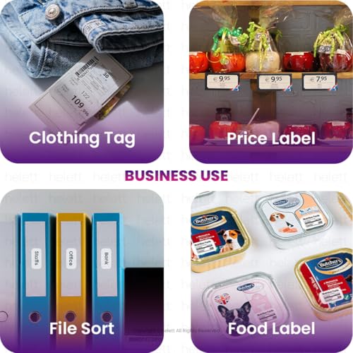 Image of Helett Ziplabel Compatible Label Tape - 12mm x 30mm (3 /8 inch x 1 3 /16 inch) | Direct Thermal Self-Adhesive Labels | 210 Labels Per Roll | Designed for HE24 Printer (No NFC Tag Required) | Pack of 3 Rolls