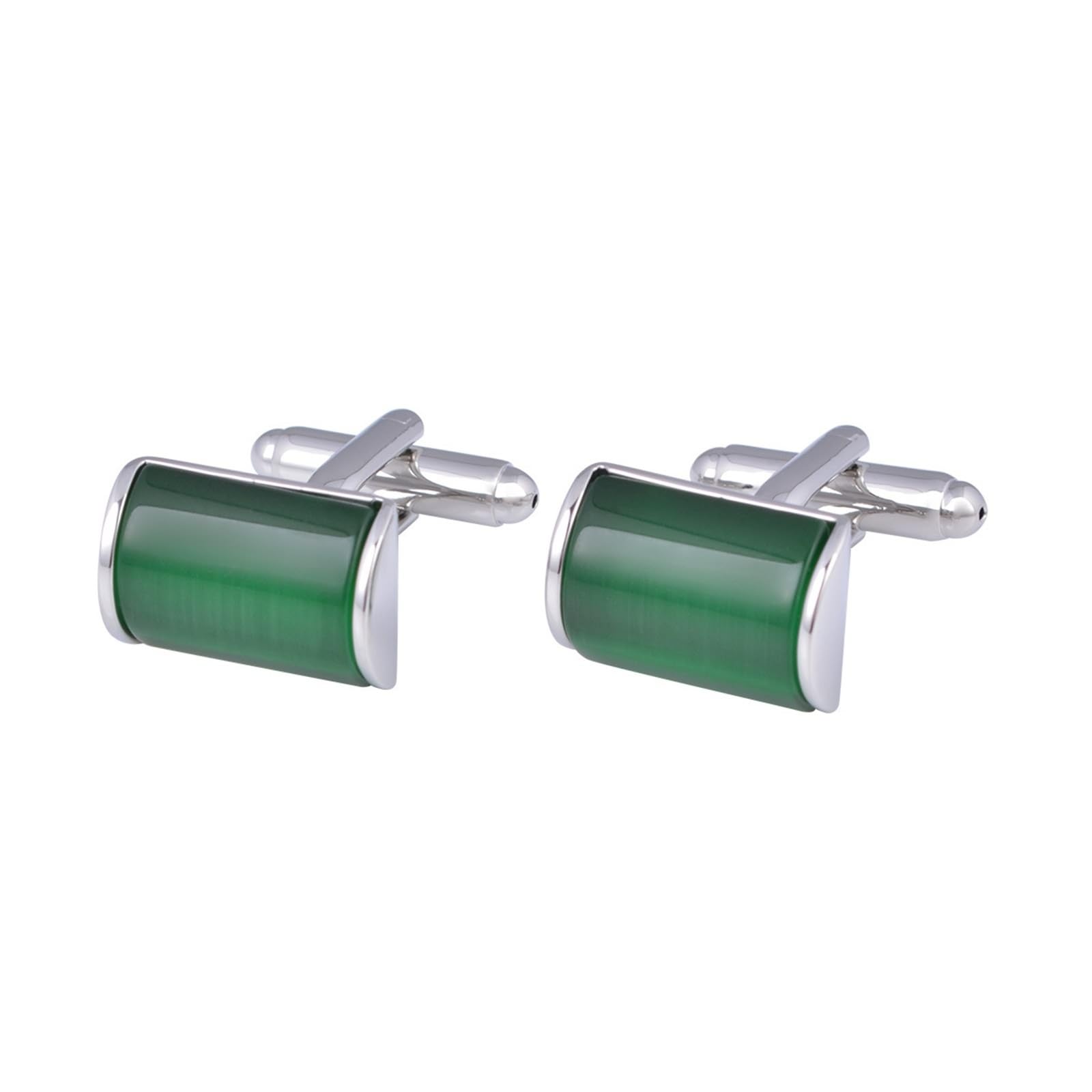 Skcess Camisa Gemelos Hombre Verde Plata Gemelos Para Hombre Piedra Ojo de Gato Verde Latón Piedra Manchettenknoepfe Hombre 16 x 11.4 MM, 16x11.4 MM, Piedra.