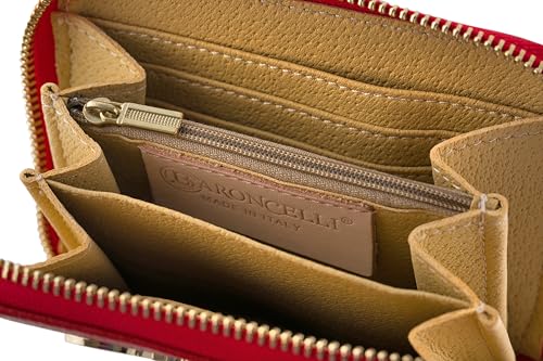 Baroncelli Leather Wallets For Women Size Medium Made in Italy (Red plain small)4